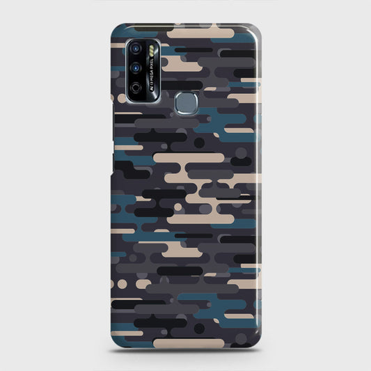 Infinix Hot 9 Play Cover - Camo Series 2 - Blue & Grey Design - Matte Finish - Snap On Hard Case with LifeTime Colors Guarantee