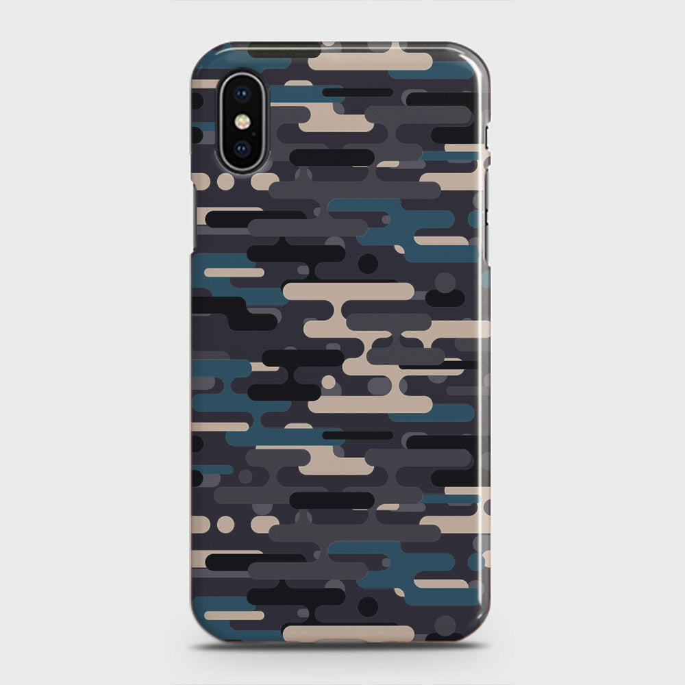 iPhone XS Max Cover - Camo Series 2 - Blue & Grey Design - Matte Finish - Snap On Hard Case with LifeTime Colors Guarantee