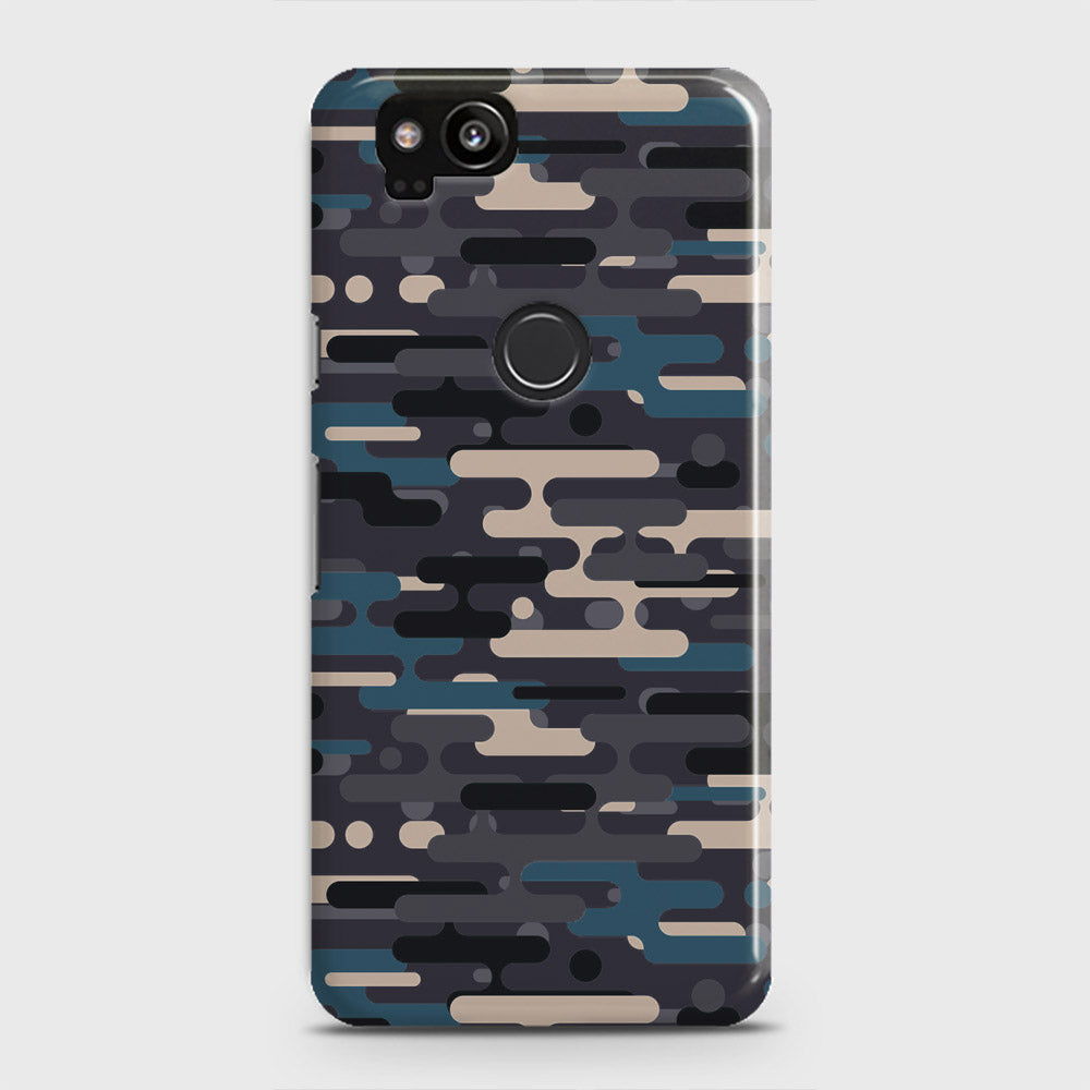 Google Pixel 2 Cover - Camo Series 2 - Blue & Grey Design - Matte Finish - Snap On Hard Case with LifeTime Colors Guarantee