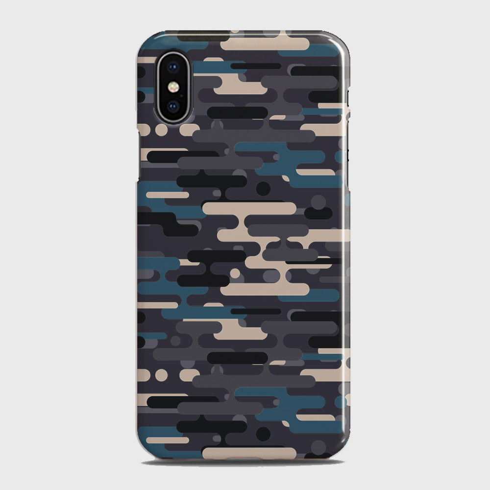 iPhone X Cover - Camo Series 2 - Blue & Grey Design - Matte Finish - Snap On Hard Case with LifeTime Colors Guarantee