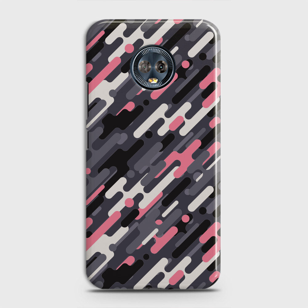 Motorola Moto G6 Plus Cover - Camo Series 3 - Pink & Grey Design - Matte Finish - Snap On Hard Case with LifeTime Colors Guarantee