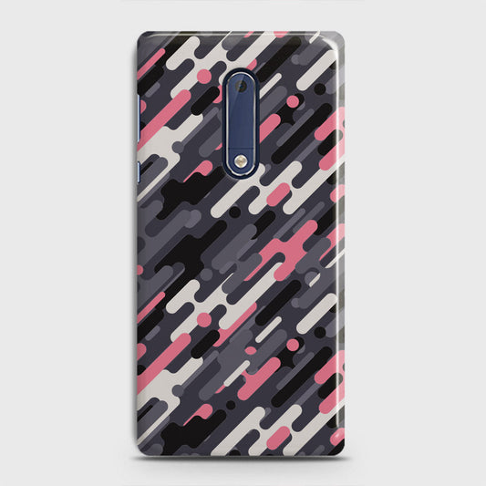 Nokia 5 Cover - Camo Series 3 - Pink & Grey Design - Matte Finish - Snap On Hard Case with LifeTime Colors Guarantee