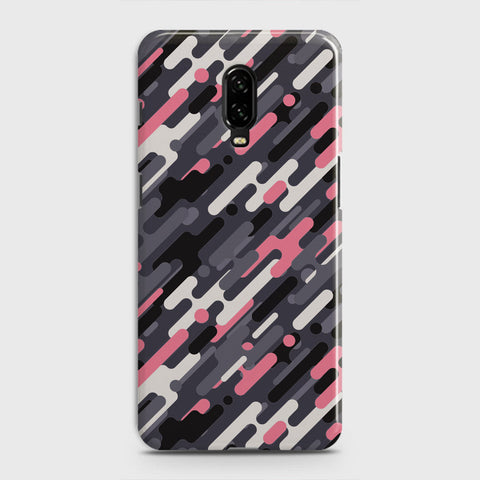 OnePlus 6T  Cover - Camo Series 3 - Pink & Grey Design - Matte Finish - Snap On Hard Case with LifeTime Colors Guarantee