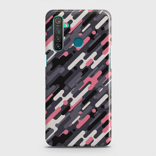 Realme 5 Cover - Camo Series 3 - Pink & Grey Design - Matte Finish - Snap On Hard Case with LifeTime Colors Guarantee