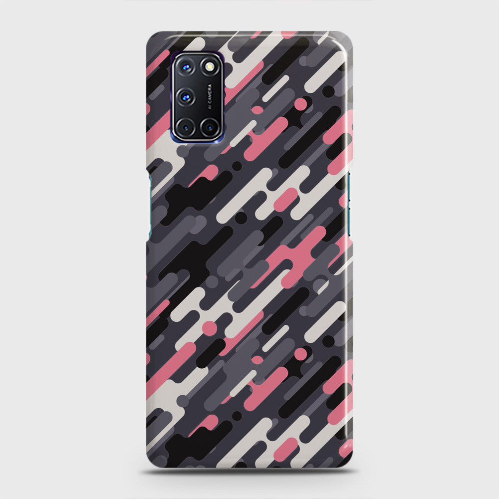 Oppo A92 Cover - Camo Series 3 - Pink & Grey Design - Matte Finish - Snap On Hard Case with LifeTime Colors Guarantee