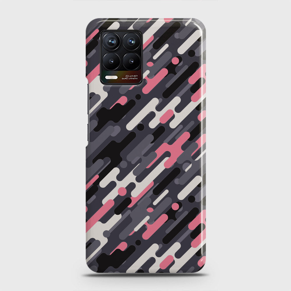 Realme 8 Cover - Camo Series 3 - Pink & Grey Design - Matte Finish - Snap On Hard Case with LifeTime Colors Guarantee