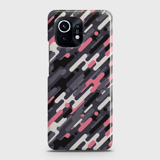 Xiaomi Mi 11 Cover - Camo Series 3 - Pink & Grey Design - Matte Finish - Snap On Hard Case with LifeTime Colors Guarantee