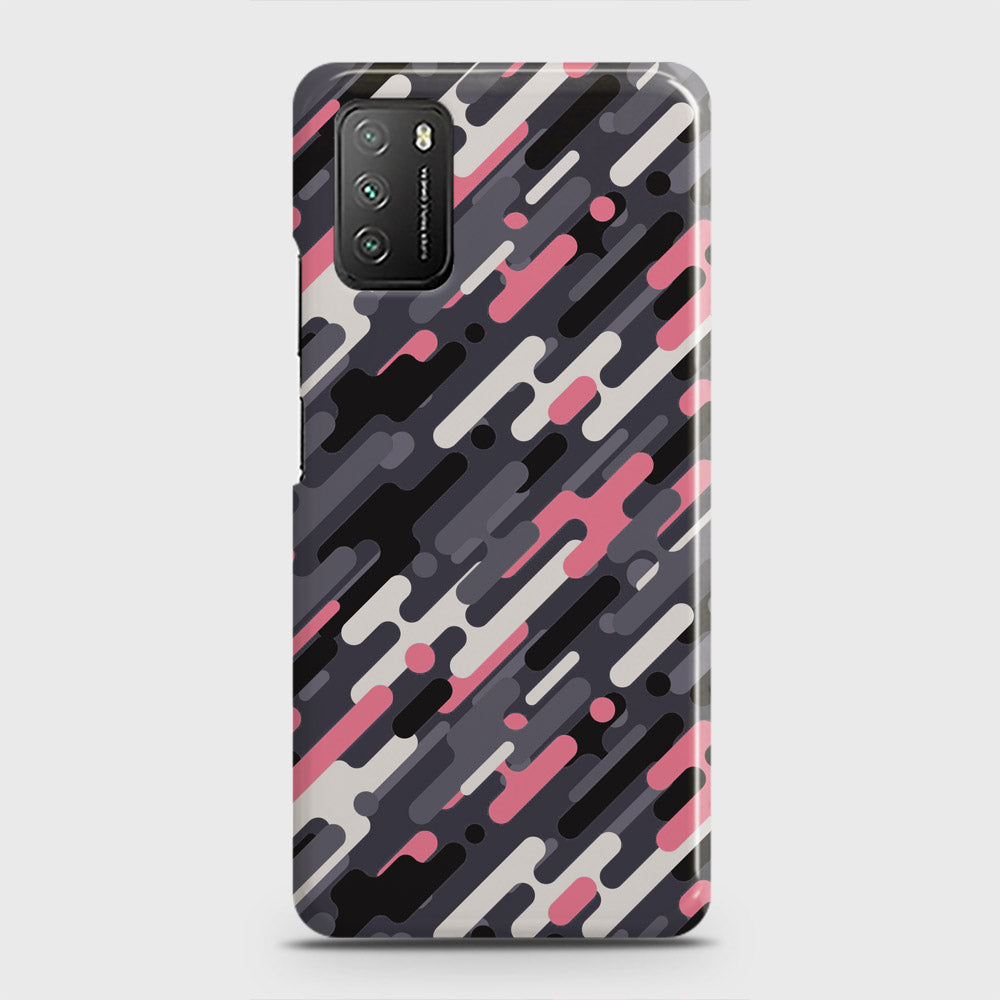 Xiaomi Redmi 9T Cover - Camo Series 3 - Pink & Grey Design - Matte Finish - Snap On Hard Case with LifeTime Colors Guarantee