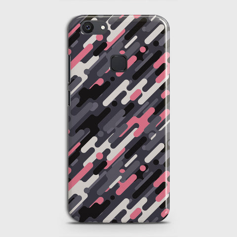 Vivo V7 Plus Cover - Camo Series 3 - Pink & Grey Design - Matte Finish - Snap On Hard Case with LifeTime Colors Guarantee