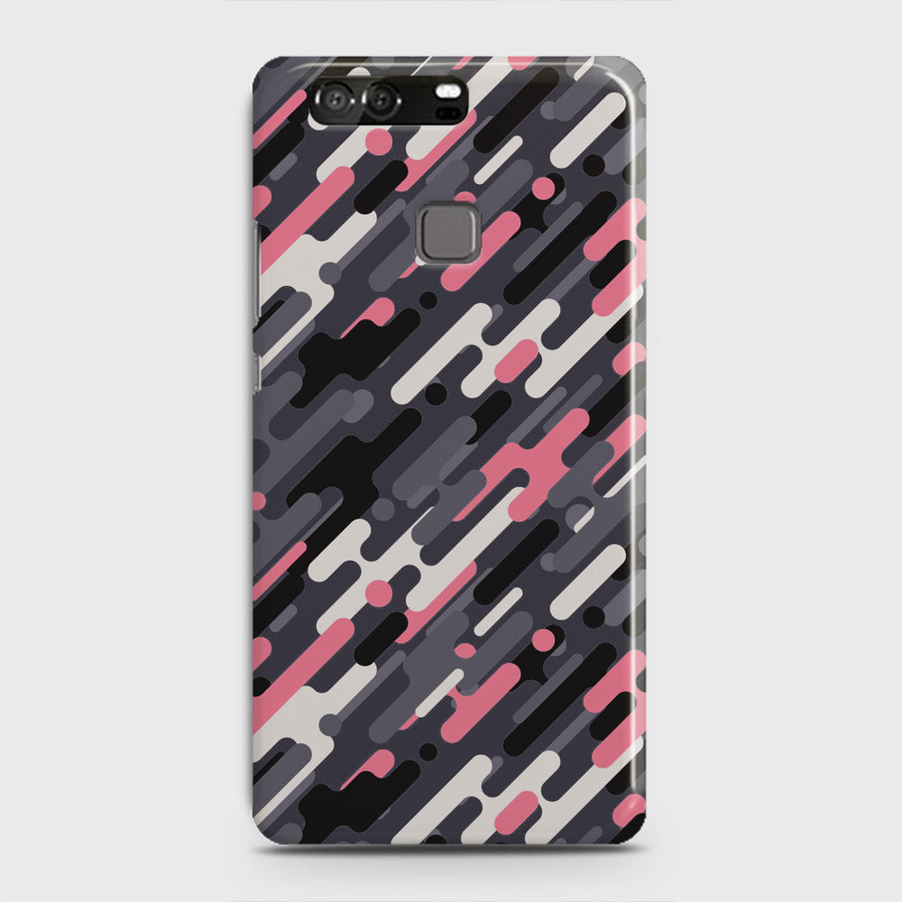 Huawei P9 Cover - Camo Series 3 - Pink & Grey Design - Matte Finish - Snap On Hard Case with LifeTime Colors Guarantee