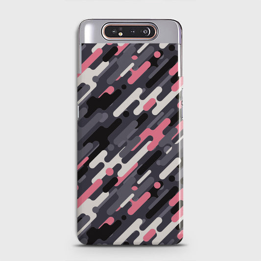 Samsung Galaxy A80 Cover - Camo Series 3 - Pink & Grey Design - Matte Finish - Snap On Hard Case with LifeTime Colors Guarantee