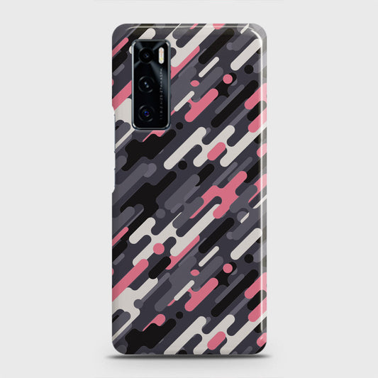 Vivo V20 SE Cover - Camo Series 3 - Pink & Grey Design - Matte Finish - Snap On Hard Case with LifeTime Colors Guarantee