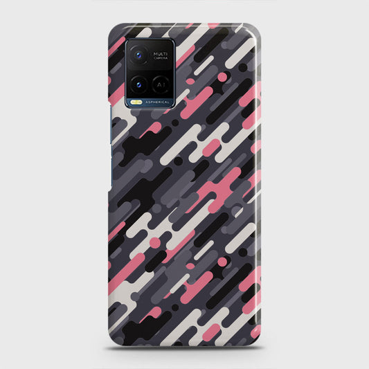 Vivo Y21s Cover - Camo Series 3 - Pink & Grey Design - Matte Finish - Snap On Hard Case with LifeTime Colors Guarantee