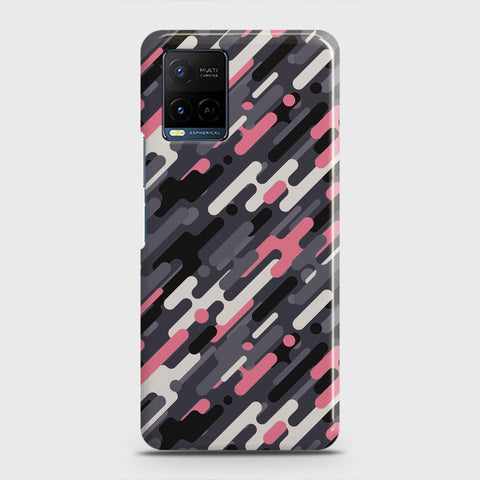 Vivo Y33t Cover - Camo Series 3 - Pink & Grey Design - Matte Finish - Snap On Hard Case with LifeTime Colors Guarantee