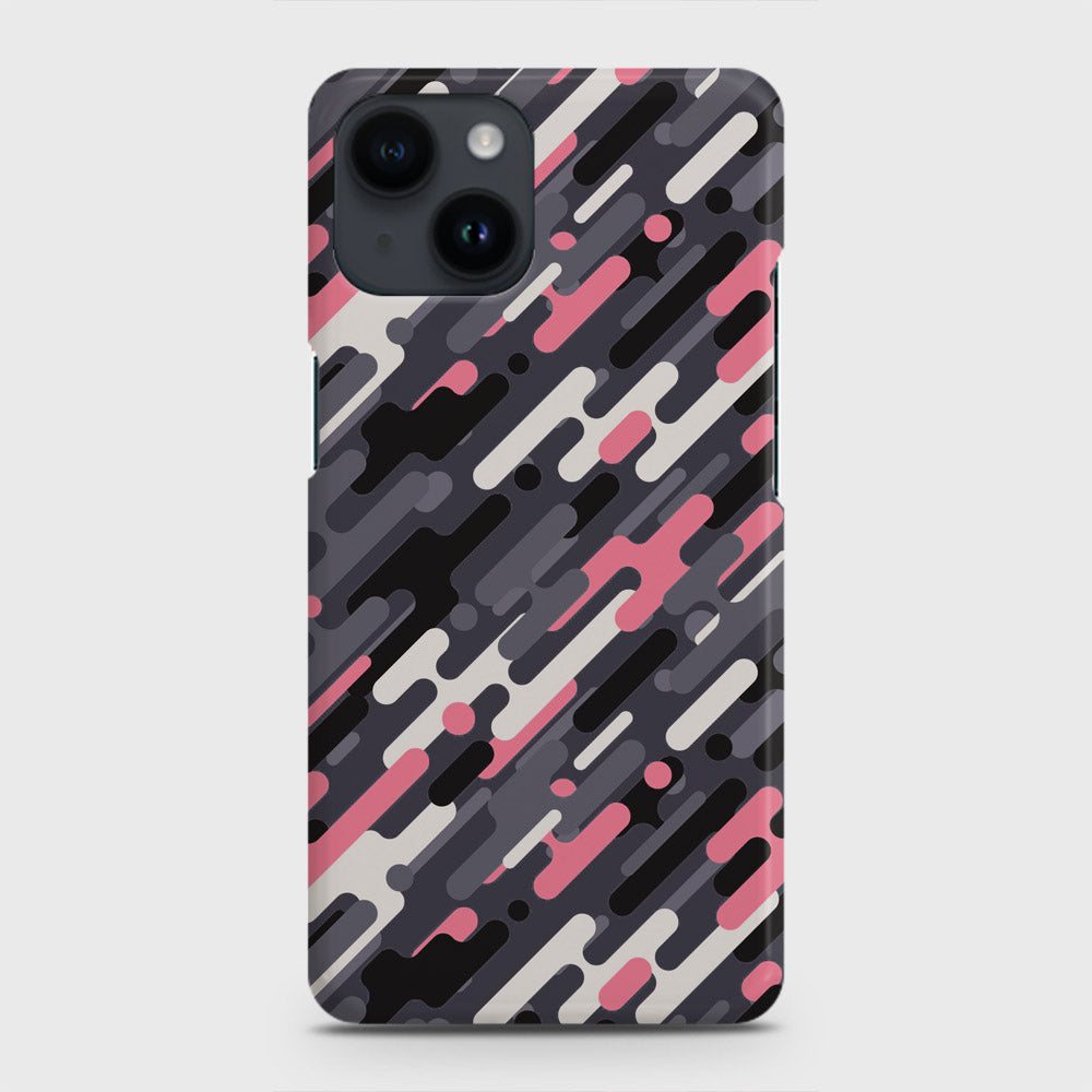 iPhone 14 Cover - Camo Series 3 - Pink & Grey Design - Matte Finish - Snap On Hard Case with LifeTime Colors Guarantee