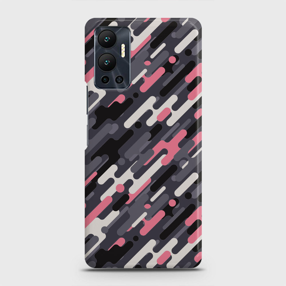 Infinix Hot 12 Cover - Camo Series 3 - Pink & Grey Design - Matte Finish - Snap On Hard Case with LifeTime Colors Guarantee