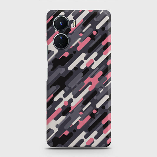 Vivo Y16 Cover - Camo Series 3 - Pink & Grey Design - Matte Finish - Snap On Hard Case with LifeTime Colors Guarantee