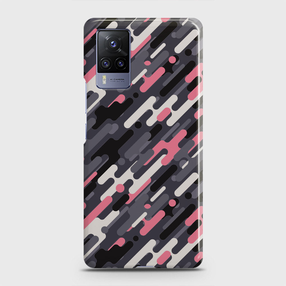 Vivo V21  Cover - Camo Series 3 - Pink & Grey Design - Matte Finish - Snap On Hard Case with LifeTime Colors Guarantee