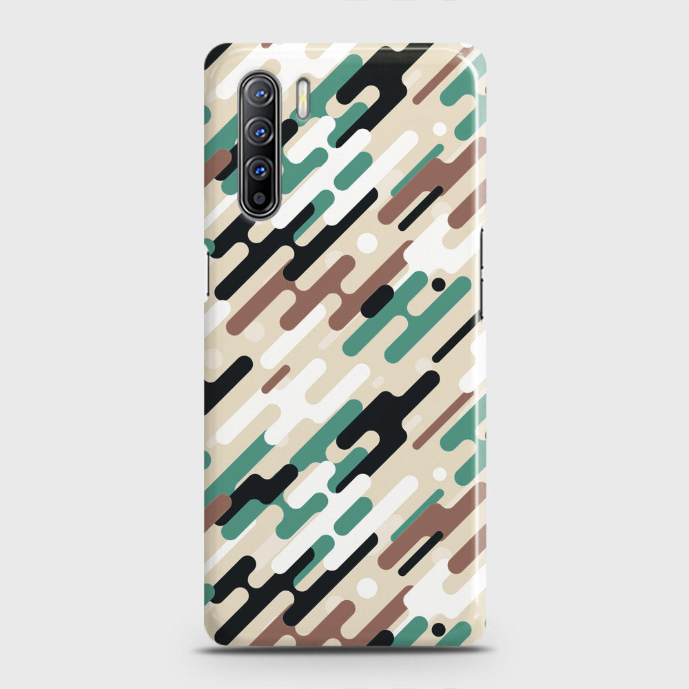 Oppo F15 Cover - Camo Series 3 - Black & Brown Design - Matte Finish - Snap On Hard Case with LifeTime Colors Guarantee