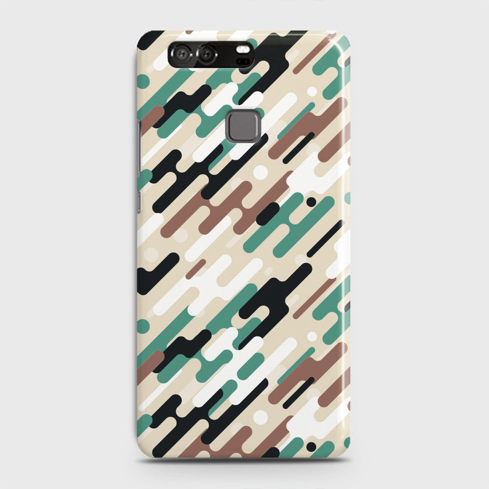 Huawei P9 Cover - Camo Series 3 - Black & Brown Design - Matte Finish - Snap On Hard Case with LifeTime Colors Guarantee