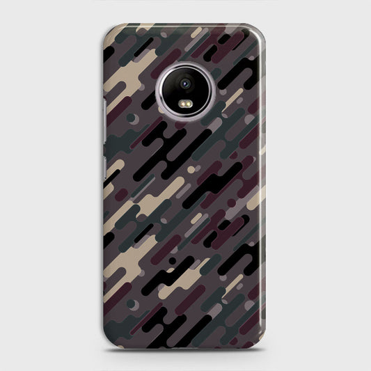 Motorola E4 Plus Cover - Camo Series 3 - Red & Brown Design - Matte Finish - Snap On Hard Case with LifeTime Colors Guarantee