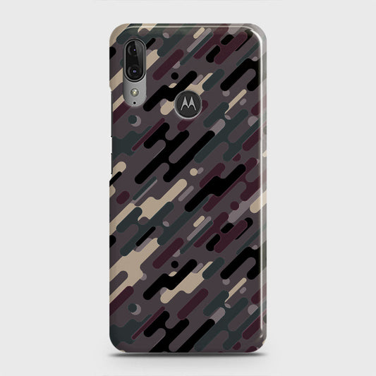 Motorola Moto E6 Plus Cover - Camo Series 3 - Red & Brown Design - Matte Finish - Snap On Hard Case with LifeTime Colors Guarantee