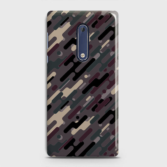 Nokia 5 Cover - Camo Series 3 - Red & Brown Design - Matte Finish - Snap On Hard Case with LifeTime Colors Guarantee