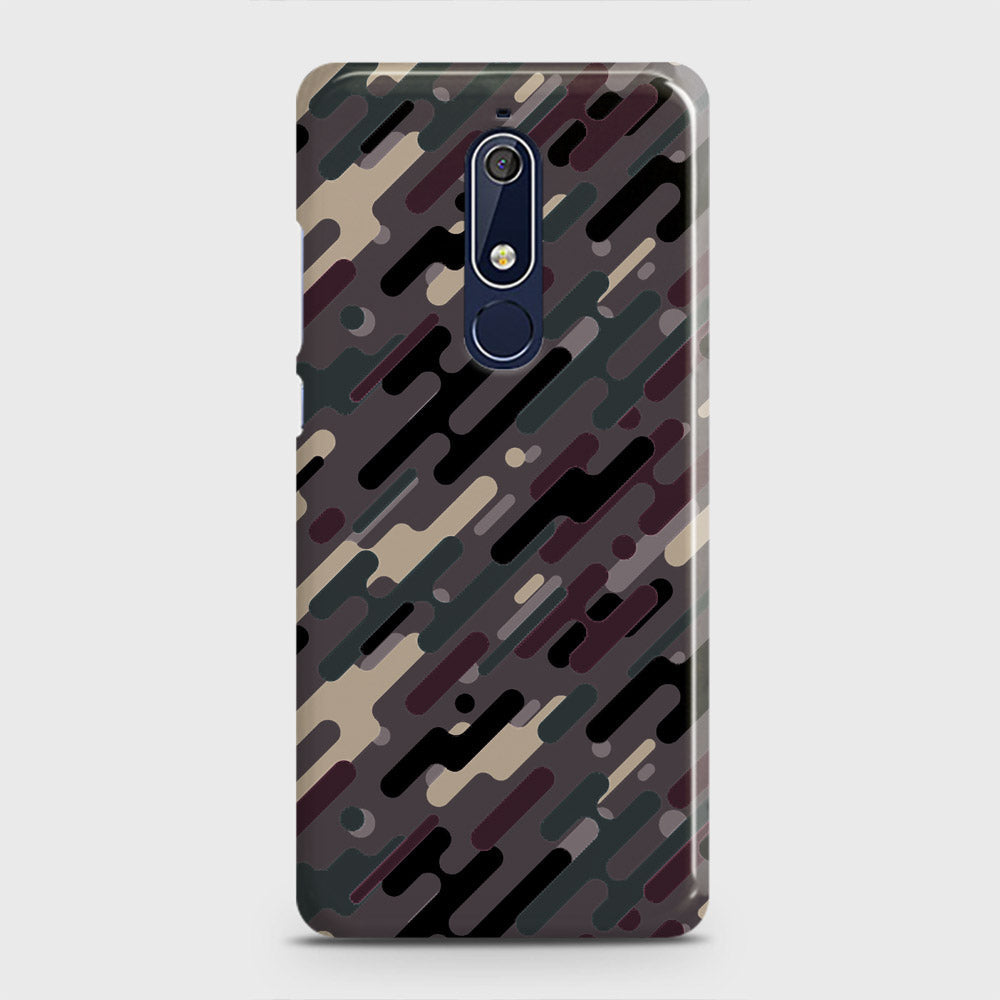 Nokia 5.1 Cover - Camo Series 3 - Red & Brown Design - Matte Finish - Snap On Hard Case with LifeTime Colors Guarantee