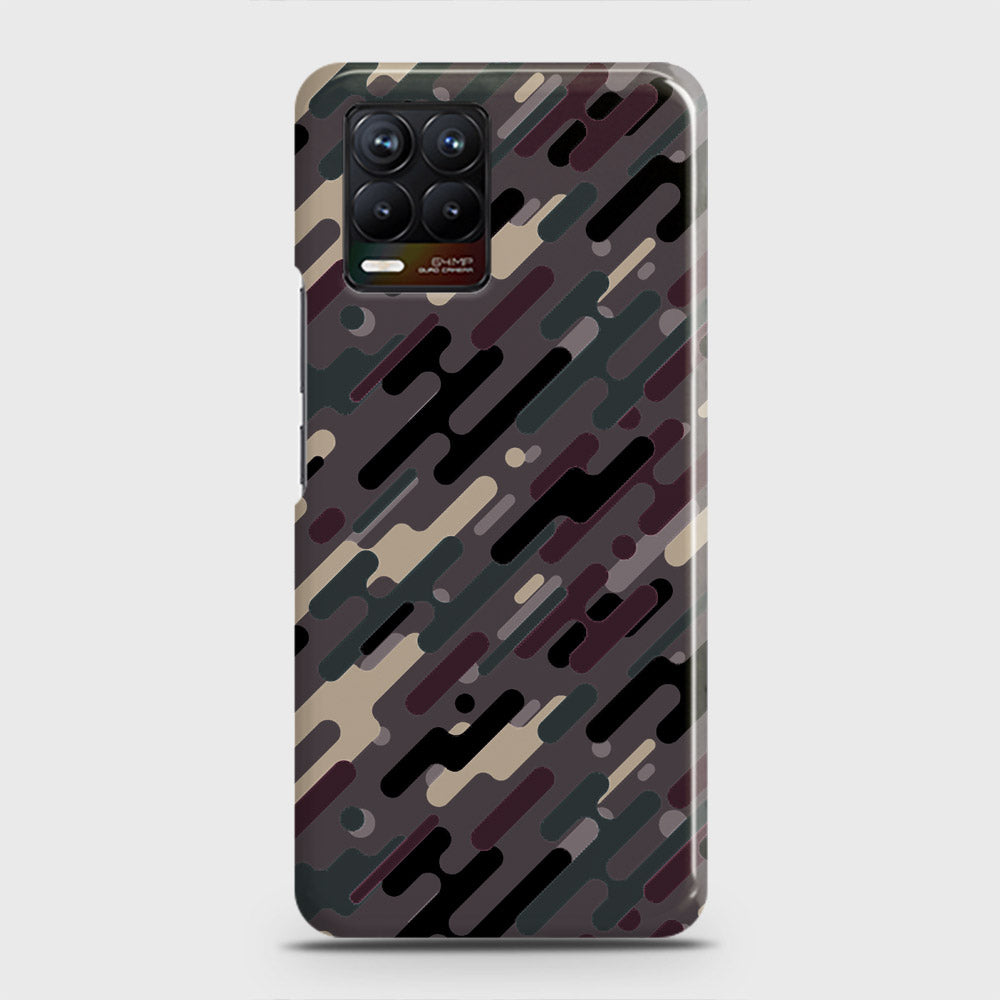 Realme 8 Cover - Camo Series 3 - Red & Brown Design - Matte Finish - Snap On Hard Case with LifeTime Colors Guarantee