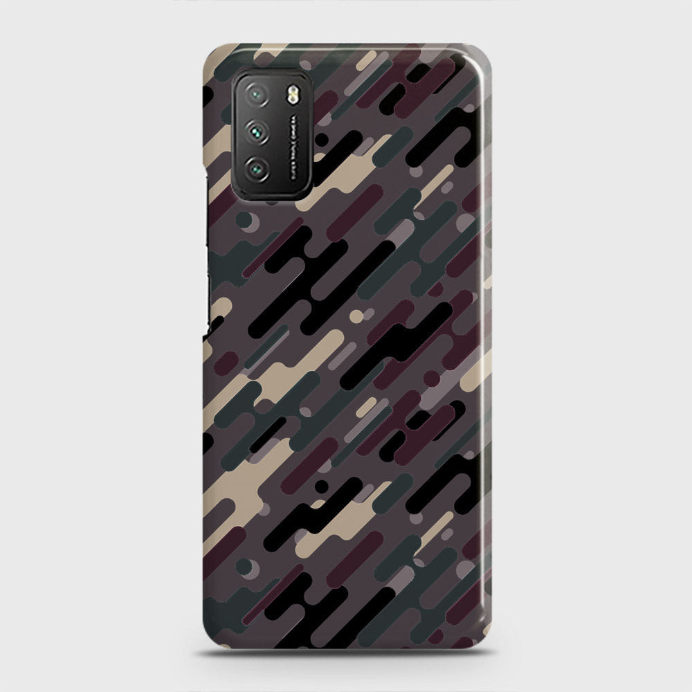 Xiaomi Poco M3 Cover - Camo Series 3 - Red & Brown Design - Matte Finish - Snap On Hard Case with LifeTime Colors Guarantee