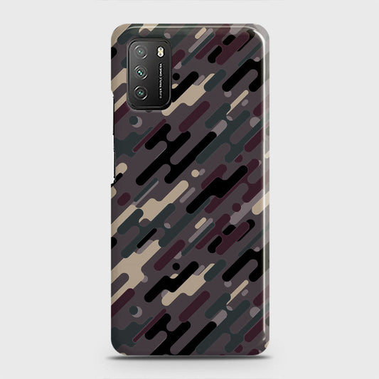 Xiaomi Redmi 9T Cover - Camo Series 3 - Red & Brown Design - Matte Finish - Snap On Hard Case with LifeTime Colors Guarantee