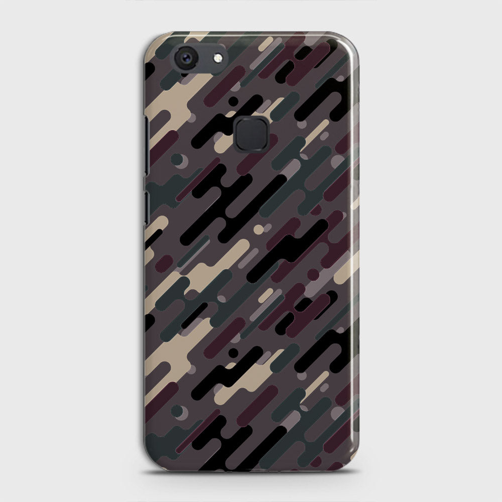 Vivo V7 Plus Cover - Camo Series 3 - Red & Brown Design - Matte Finish - Snap On Hard Case with LifeTime Colors Guarantee