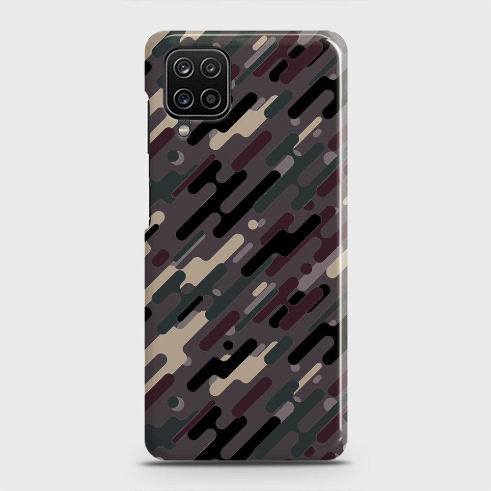 Samsung Galaxy A12 Cover - Camo Series 3 - Red & Brown Design - Matte Finish - Snap On Hard Case with LifeTime Colors Guarantee