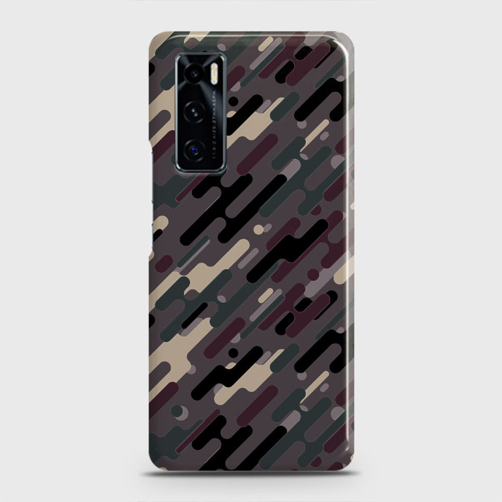 Vivo V20 SE Cover - Camo Series 3 - Red & Brown Design - Matte Finish - Snap On Hard Case with LifeTime Colors Guarantee