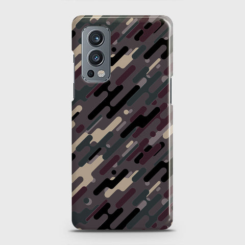 OnePlus Nord 2 Cover - Camo Series 3 - Red & Brown Design - Matte Finish - Snap On Hard Case with LifeTime Colors Guarantee