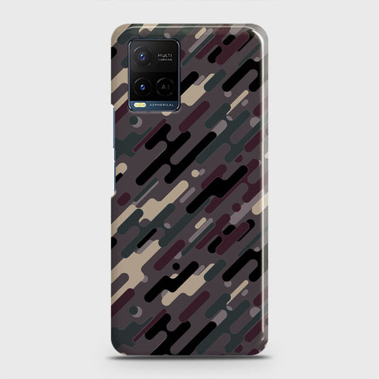 Vivo Y21s Cover - Camo Series 3 - Red & Brown Design - Matte Finish - Snap On Hard Case with LifeTime Colors Guarantee