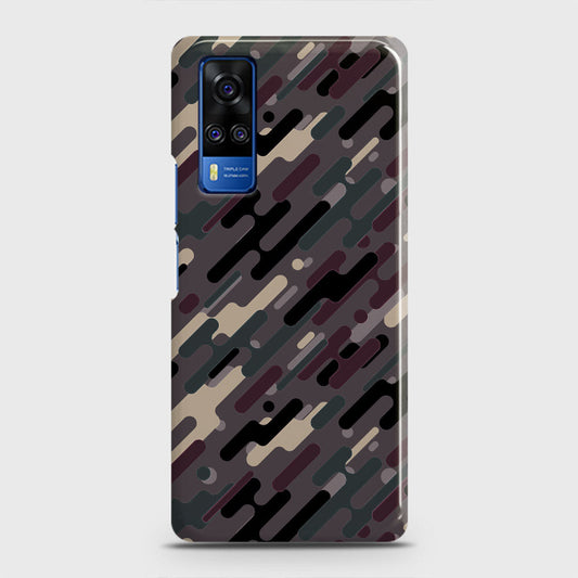 Vivo Y33  Cover - Camo Series 3 - Red & Brown Design - Matte Finish - Snap On Hard Case with LifeTime Colors Guarantee