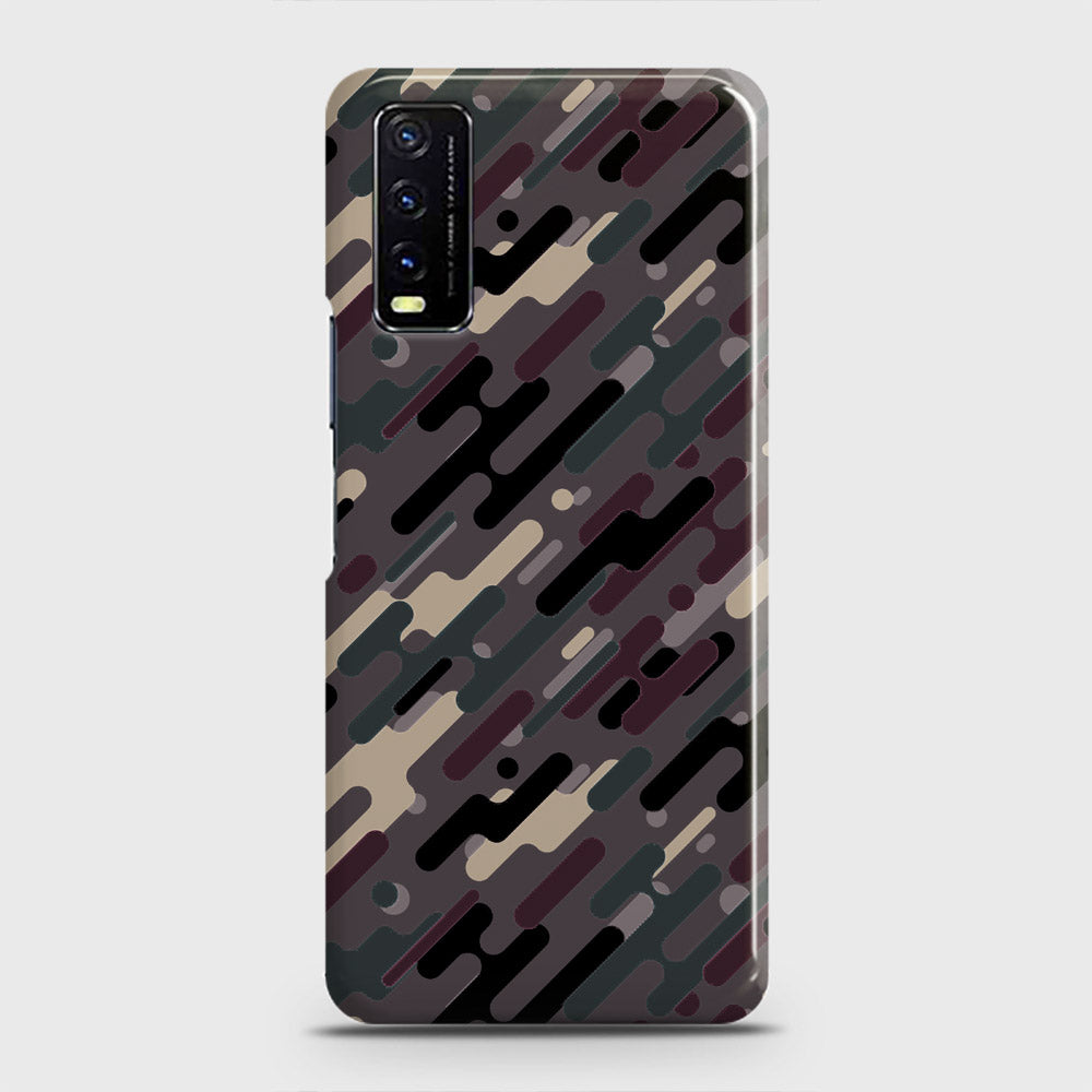 Vivo Y12s  Cover - Camo Series 3 - Red & Brown Design - Matte Finish - Snap On Hard Case with LifeTime Colors Guarantee