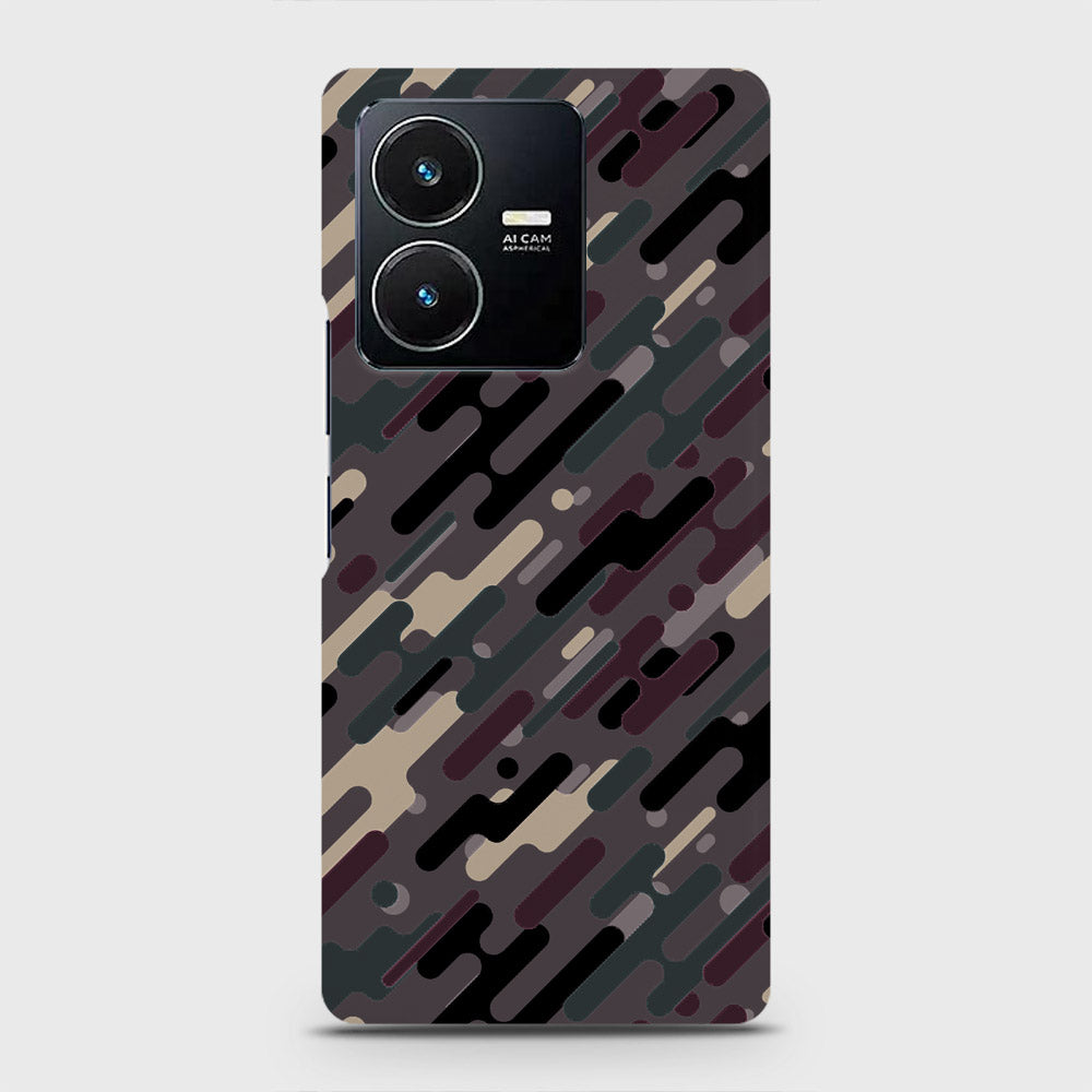 Vivo Y22 Cover - Camo Series 3 - Red & Brown Design - Matte Finish - Snap On Hard Case with LifeTime Colors Guarantee