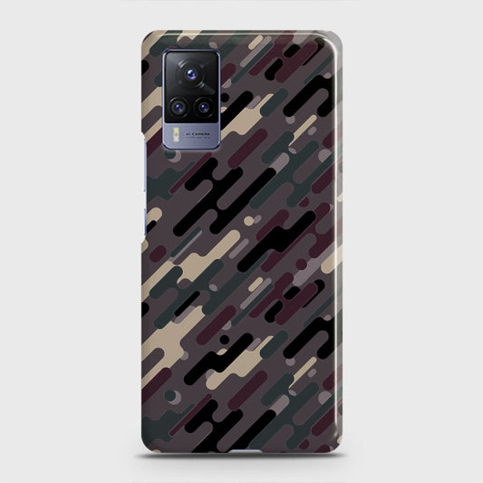 Vivo V21  Cover - Camo Series 3 - Red & Brown Design - Matte Finish - Snap On Hard Case with LifeTime Colors Guarantee