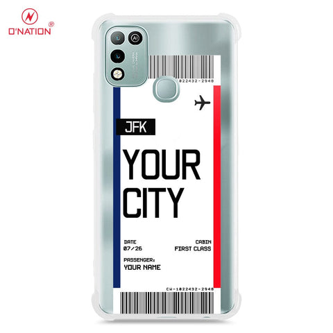 Infinix Hot 10 Play Cover - Personalised Boarding Pass Ticket Series - 5 Designs - Clear Phone Case - Soft Silicon Borders