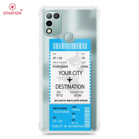 Infinix Hot 10 Play Cover - Personalised Boarding Pass Ticket Series - 5 Designs - Clear Phone Case - Soft Silicon Borders