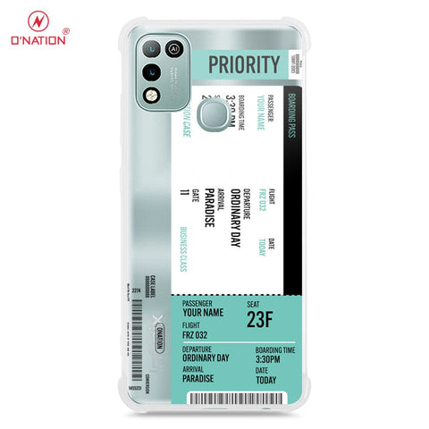 Infinix Hot 10 Play Cover - Personalised Boarding Pass Ticket Series - 5 Designs - Clear Phone Case - Soft Silicon Borders