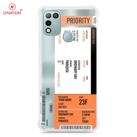 Infinix Hot 10 Play Cover - Personalised Boarding Pass Ticket Series - 5 Designs - Clear Phone Case - Soft Silicon Borders