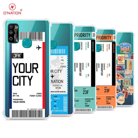 Infinix Hot 9 Play Cover - Personalised Boarding Pass Ticket Series - 5 Designs - Clear Phone Case - Soft Silicon Borders