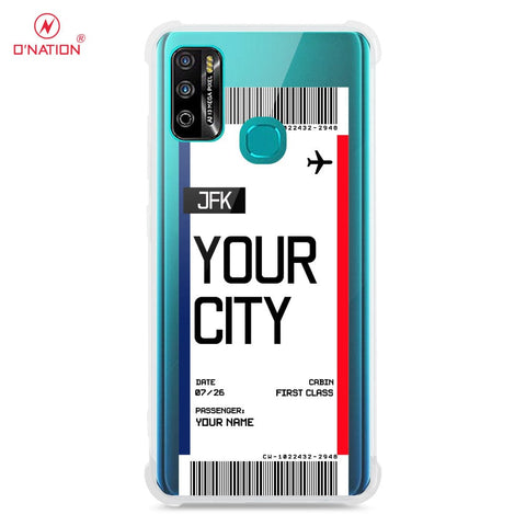 Infinix Hot 9 Play Cover - Personalised Boarding Pass Ticket Series - 5 Designs - Clear Phone Case - Soft Silicon Borders