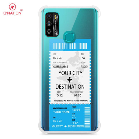 Infinix Hot 9 Play Cover - Personalised Boarding Pass Ticket Series - 5 Designs - Clear Phone Case - Soft Silicon Borders