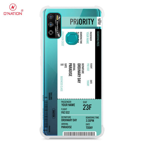 Infinix Hot 9 Play Cover - Personalised Boarding Pass Ticket Series - 5 Designs - Clear Phone Case - Soft Silicon Borders