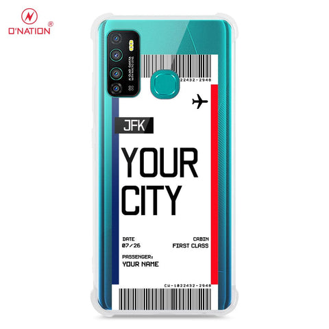 Infinix Hot 9 Pro Cover - Personalised Boarding Pass Ticket Series - 5 Designs - Clear Phone Case - Soft Silicon Borders