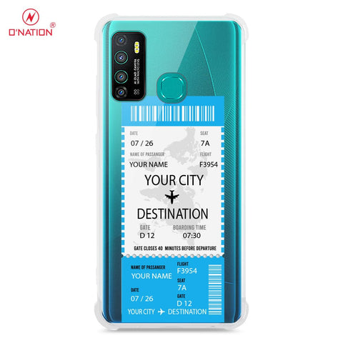 Infinix Hot 9 Pro Cover - Personalised Boarding Pass Ticket Series - 5 Designs - Clear Phone Case - Soft Silicon Borders